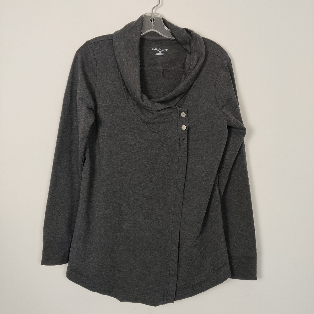 Danskin Women's Cardigan Sweatshirt in Gray Size Medium Gorpcore Athletic